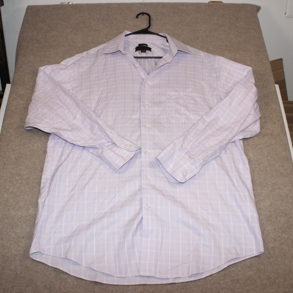 Jos A Bank Reserve Dress Shirt Mens 17-34 Purple Egyptian Cotton Traditional Fit